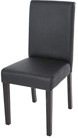 Mendler Esszimmerstuhl Littau, Küchenstuhl Stuhl, Kunstleder - schwarz matt, dunkle Beine