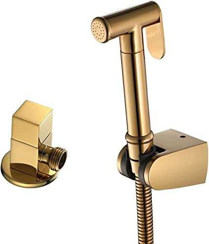 YJYKXP Pulvérisateur de Bidet Amovible pour Toilettes, Pulvérisateur de Couches en Tissu, Kit de Pulvérisation avec Tuyau et Valve d'Angle de Douche, Titane Doré