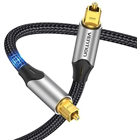 VENTION Optical Audio Cable 1m,Digital Toslink S/PDIF Cable - Gold-Plated Connector for Soundbar, TV, PS4, Xbox, Home Cinema & Stereo Systems