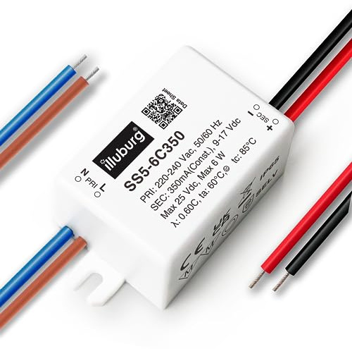 LED Trafo Wasserdicht IP65 350mA Konstantstrom 3,2W - 6W Flackerfrei Kompakt 53x27x21mm LED Netzteil Treiber Transformator Driver