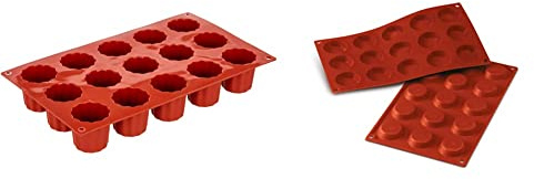 silikomart 20.059.00.0060 SF059 Moule Forme Bordelaise 15 Cavités Silicone Terre Cuite & 20.013.00.0060 SF013 Moule Forme Tartelette 15 Cavités Silicone Terre Cuite