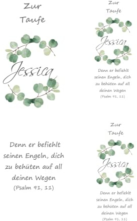 Kerzenfolie | Folie für Kerzen | Tattoofolie für Taufkerzen, Hochzeitskerzen, Kommunionkerzen - Eukalyptus Kranz - auf Transferfolie, Wasserschiebefolie, DiY-Kerze