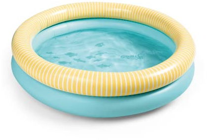 QUUT Dippy – Hochwertiger aufblasbarer Pool & Planschbecken, 80cm – Design für Kinder ab 2 Jahren, aus robustem PVC 0,25mm, rund mit 2 Zugluftstoppern – Ideal als Strandspielzeug (Bananblau)