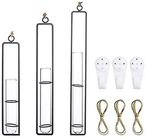 Reagenzglas zum Aufhängen, Glaspflanzer, Glasterrarium, Knospen-Blumenvase für Heimdekoration, Grünpflanzen, Hochzeit, 3 Kits