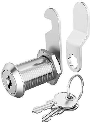 Hecfu 1 Pack Cabinet Locks with Keys, 1-1/8'' Cam Lock keyed Alike, Secure Drawer Mailbox File RV Storage Locks Tool Box Locks Replacement Set, Zinc Alloy, Silver