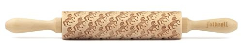 Folkroll Motiv-Teigrolle Pferde, medium, 37 cm, Nudelholz, Prägerolle, Muster, Rolle, Buchenholz, 892998