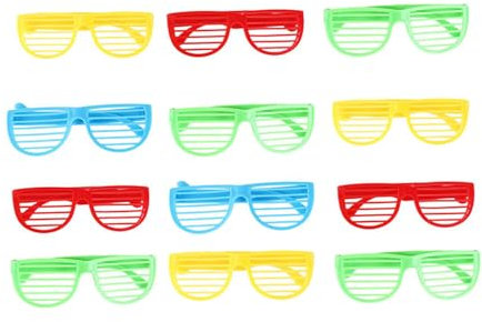 Pokinge 12 x Neonfarbene Shutterbrillen für Kinder, Neon-Shutter-Partybrille, Shutter-Brillen, Spielzeugbrille für Maskerade-Party (zufällige Farbe)