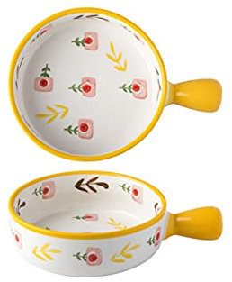 DUBMAG enamel roasting tin，baking tray set，Porcelain Single Handle Bakeware Round Baking Dishs Bowl for Cooking Kitchen Cake Breakfast Dinner Tableware, Set of 2,B (Color : B) (Color : C) (Color : B)