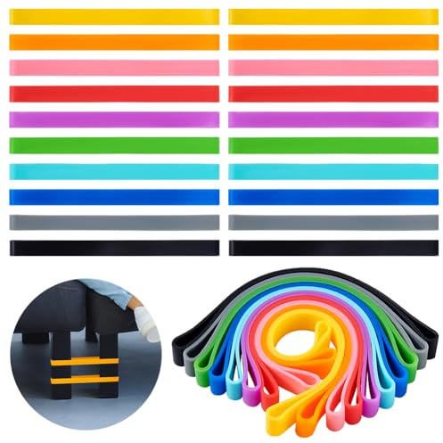AHANDMAKER 20 Stück Stuhlbänder Für Menschen Mit Zappeligen Füßen, 10 Farben Stretch-Silikon-Gummibänder, Zappelbänder Für Klassenzimmerstühle, Passt Für Sensory Fidget Und Adhd, 5.3x0.37
