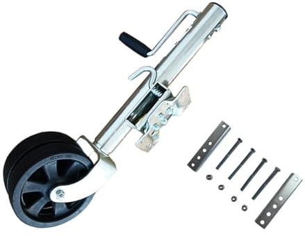 QICBYING Heavy Duty Marine Swivel Trailer Jack - Beach Wheel Trailer Jack, Steel Trailer Jockey Wheel, Bolt-On Swivel Trailer Wheels, Double 20cm Galvanized Jockey Wheel - Capacity 900kg/Lifting 26cm
