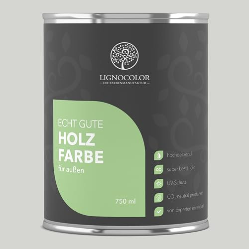 Lignocolor Holzfarbe Außen matt | wetterfeste Farbe für den Außenbereich (Dove Grey matt, 750ml) | hochdeckend & hochbeständig