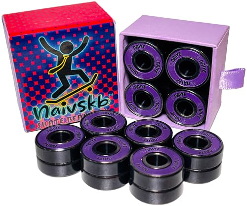 Naivskb Skate Bearings - Juego de 16 rodamientos de precisión 627 de 7 mm, patines artísticos para patines Derby (morado neón)