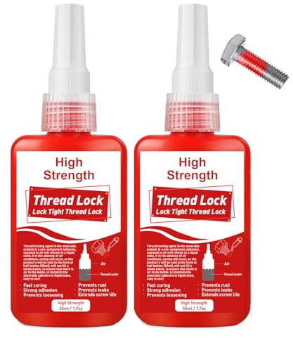 LAMXIN Locktight, Hohe Festigkeit Schraubensicherungslack zum Füllen von Spalten und Festziehen von Schrauben und Muttern, Rostfrei und Locker, Schraubenkleber, 2×50 ml Rot