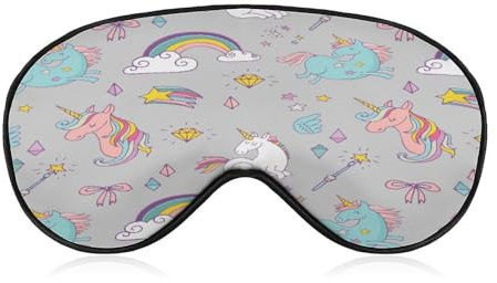 Schlafmaske zum Schlafen, buntes Einhorn, gefüllt mit hochwertiger Maulbeerseide, weichste und atmungsaktive Seiden-Schlafmaske