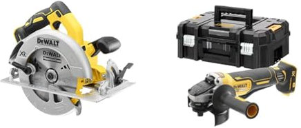DEWALT Scie Circulaire Métal XR 18V Brushless 184mm - Sans Batterie ni Chargeur - Coffret TSTAK DCS570NT-XJ & Meuleuse Brushless XR 18V 5Ah Li-Ion - DCG406NT-XJ - Meuleuse sans Fil avec Interrupteur