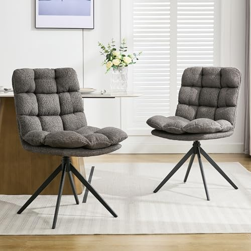 LONXIU Esszimmerstühle 2er Set, Esszimmerstühle drehbar mit abnehmbarem Kissen, Moderner Stil Polsterstühle für Esszimmer, Wohnzimmer, Arbeitszimmer, Grau
