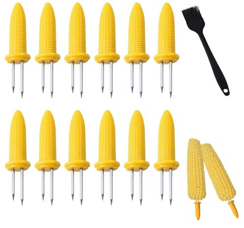 BBQ Mais Halter, 12 Stück Edelstahl Maiskolben Spieße, Twin Prong Maiskolbenhalter, Mais Picks, Maiskolben Gabel,für Weihnachten Oktoberfest Halloween Erntedankfest Picknick, Grillen, Gartenparty