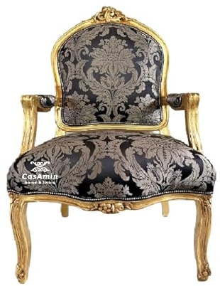 Fauteuil style français antique - Motif floral - Royal baroque rococo - Finition dorée - Pour la décoration de la maison ou le salon d'hôtel