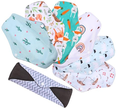 PLAFOPE 6 Almohadillas Sanitarias Reutilizables Para Lactancia Compresas Postparto Algodon Toalla Menstrual Femenina