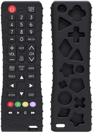 XPEX Alivio De La Dentición Mordedores Juguetes Para Bebés 6-12 Meses Regalos,Silicona Mordedor Mando a Distancia Juguetes De Baño Para 3-6 9 Meses Niño Niña Autismo,Negro