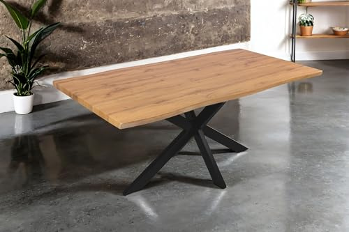 SAM Esstisch Josy 180x90 cm Holz Wildeiche-Optik Spider-Gestell schwarz
