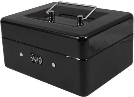 SEWOART Small Safe Box Cash Box with Lock, Key Hide Storage, Cold Rolled Steel, Removable Tray, Password Protection, Portable for Offices and Commercial Settings