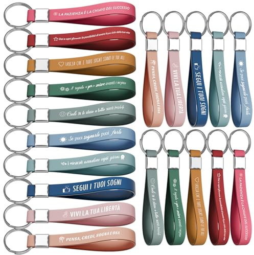 Portachiavi motivazionale con testo in lingua italiana, regalo di ringraziamento, portachiavi in silicone per incoraggiare dipendenti, colleghi, adolescenti, insegnanti, colorato (20, Multicolore)