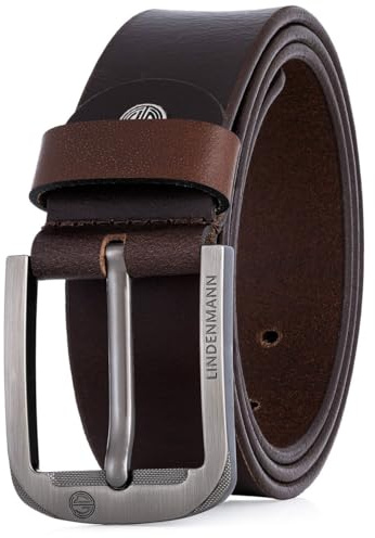 Lindenmann Ceinture en cuir pleine fleur pour homme, ceinture en jean marron