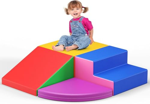Blocchi da costruzione in schiuma per bambini, blocchi da costruzione morbidi per arrampicarsi, divertimento al chiuso (Set da quattro pezzi - materiale spugna (custodia in pelle) - colore)