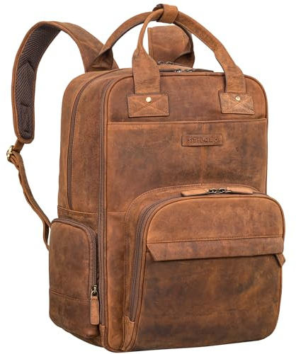 STILORD 'Fiena' Leder Wickelrucksack Groß Damen - großer Babyrucksack & Windelrucksack - elegante Wickeltasche im Vintage Stil - Lederrucksack aus Echtleder für Mamas