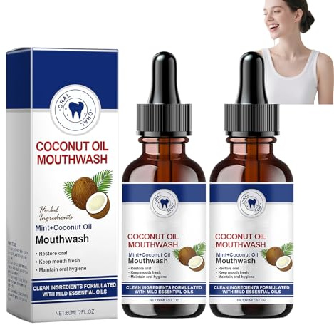 Ourlyard Enjuague bucal, aceite de coco Ourlyard, enjuague bucal, aceite esencial de menta, aceite de coco, enjuague bucal, blanqueamiento dental, mantiene el aliento fresco, adecuado para la mañana