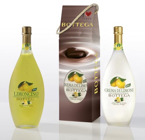 Bottega Confezione Cuor di Limone - Liquore Limoncino 30% - 500ml & Crema Limoncino Limoni di Sicilia 15% - 500ml