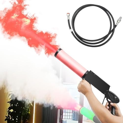 Machine à jet de CO2 à LED, pistolet à fumée portatif, canon à brouillard de CO2 for scène, avec lumières RVB, pulvérisation de brouillard longue portée de 10 m, for effets de scène/DJ/fête/mariage