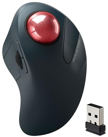 PORLEI Wireless Trackball Mouse for Large Hands, Ergonomic Index Finger Control, Rechargeable Bluetooth/USB Mouse with Precise Smooth Tracking, Multi-Device Connection for Windows & Mac, Red