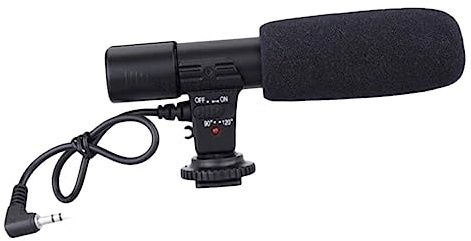 Toddmomy Interview Mikrofon für Telefon und Camcorder aus Abs Schwarz | 90/120 Grad Winkel für Einzel und Mehrfachstimmen, HD Aufnahme, Große Reichweite