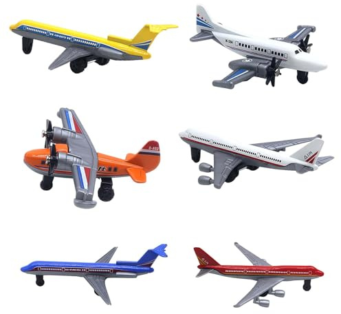 SKIPTHYBER Flieger Miniaturmodelle 6 Stück Kinder Flugzeug aus Metall, Flugzeug Spielzeug mit Pull BackDiecast Function,Flugzeug Kinder kindertagsgeschenke