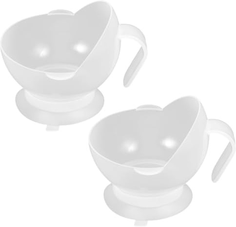 Ciieeo 2pcs Shift Spill Silicone Seniors Training Bowl Elderly Dinning Eating Bowls Disabled People Suction Cup Eating Aid Utensils