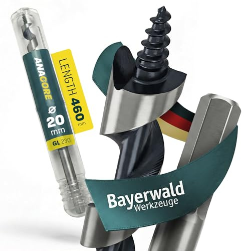 Profi Schlangenbohrer Holz Ø 20 mm - Nutzlänge 390 mm - 6kant – Bayerwald Holzbohrer Werkzeugstahl tiefe Bohrungen Weich-/Hartholz – präzise Schneidengeometrie saubere, ausrissfreie Bohrlöcher