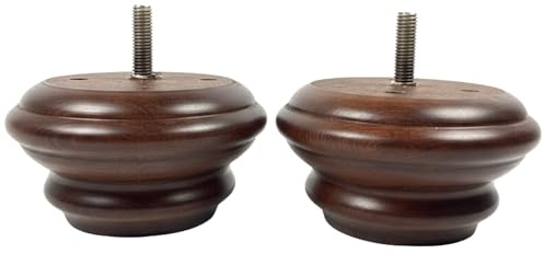 Fiore Design Set 2 Piedini in Legno Massello Color Mogano – Resistenti e Stabili, Piedini per Mobili e Arredi, Altezza 6,5 cm
