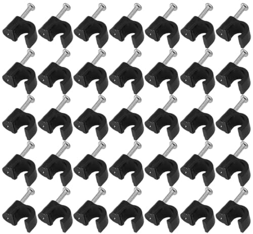 INOOMP 400 Pezzi Fermacavi Portacavi Chiodi in Acciaio Nero 6mm, Clip per Cavi da Parete per Fissaggio Elettrico, Gestione Cavi per Casa e Ufficio