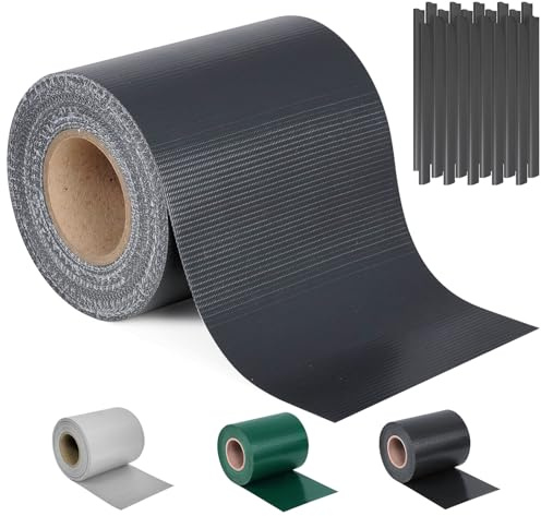 Ribelli Sichtschutzstreifen Zaun ca. 35 Meter x 19 cm inkl. 30 Clips, PVC Sichtschutz Zaunfolie, Doppelstabmatten Zaunfolie, Windschutz für Gartenzaun, Balkon, Anthrazit