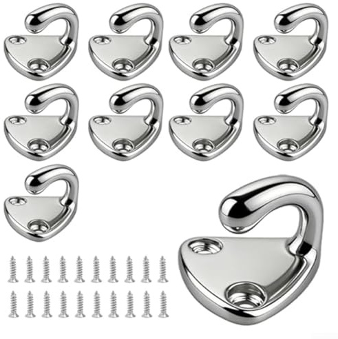 Alanmoship 10 Pack Tarpaulin Hooks 316 Stainless Steel Mesh Hook with Screws for Trailer Boat for MOTORHOME Camper Deck Hardware Load Securing
