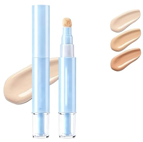 Dual-Effekt Concealer & Foundation – 24 Stunden Halt, 2-in-1 Flüssig-Foundation & Concealer-Stift, langanhaltend aufhellende Gesichtscreme, hohe Deckkraft & mattes Finish (Milchweiß)