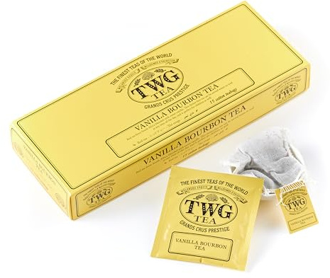 TWG Tea | Vanilla Bourbon Tea | Tè Rooibos | Vaniglia | 15 Bustine di Tè in Cotone Cucite a Mano | Set Regalo