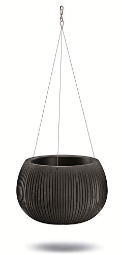 Prosperplast Beton Bowl Blumenampel Blumentopf Hängetopf inkl. Pflanztopf (290mm, Schwarzer Beton)
