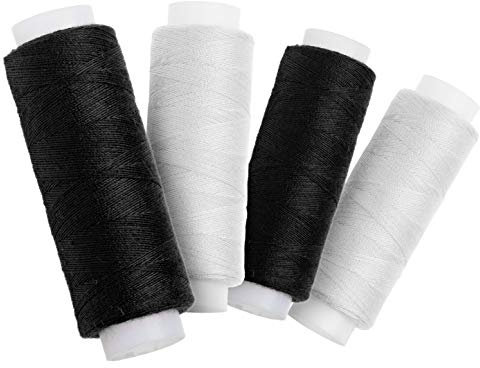Nähgarn-Set: 4 Rollen Nähgarn in Schwarz und Weiss; aus 100% Polyester; Länge: je 100 m