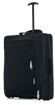 55x40x20 Ryanair Cabin Bag Hand Luggage Lightweight Suitcase Approved Carry on Luggage 1.4kg 44L Black