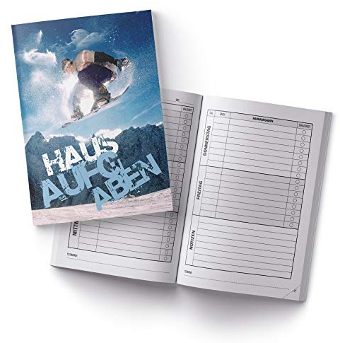itenga Hausaufgabenheft Snowboarder DIN A5 96 Seiten Schulbedarf Meine Hausaufgaben für Gemeinschaftsschule Gymnasium
