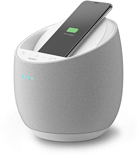 Belkin Altoparlante Intelligente Hi-Fi + Caricabatteria Wireless SoundForm Elite (Alexa, Bluetooth, AirPlay2, Acustica Devialet), Bianco