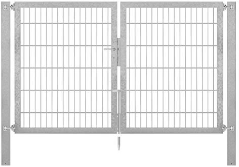 Alberts 662745 Doppeltor Flexo Plus mit Zubehör | verschiedene Breiten und Höhen | Pfostenstärke 80 x 80 mm | feuerverzinkt | Breite 200 cm | Höhe 120 cm